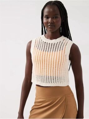 Offline by Aerie Sleeveless Cropped Open-Knit Top in Blue Sz Small